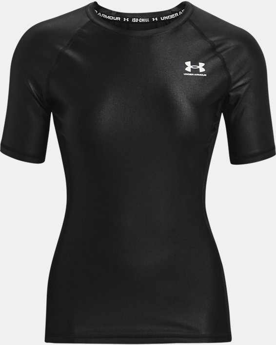 Women's UA Iso-Chill Team Compression Short Sleeve, Black, pdpMainDesktop image number 6
